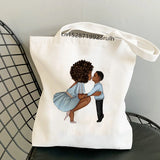African Curly Hair Girl Shoulder Bag Large Messenger Bag