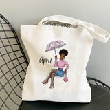 African Curly Hair Girl Shoulder Bag Large Messenger Bag