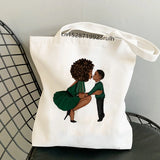 African Curly Hair Girl Shoulder Bag Large Messenger Bag