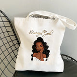 African Curly Hair Girl Shoulder Bag Large Messenger Bag