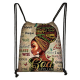 African Woman Drawstring Bags Women Casual Backpack Girl Shoulder Bags