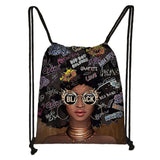 African Woman Drawstring Bags Women Casual Backpack Girl Shoulder Bags