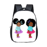Art Girls Crown Backpack Children School Bags Cartoon Afro Girls School Book Bag