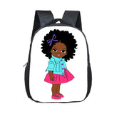 Art Girls Crown Backpack Children School Bags Cartoon Afro Girls School Book Bag