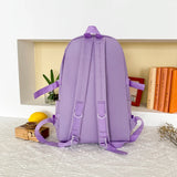 Women's Large School Backpack with Toy Bear, Preppy Style