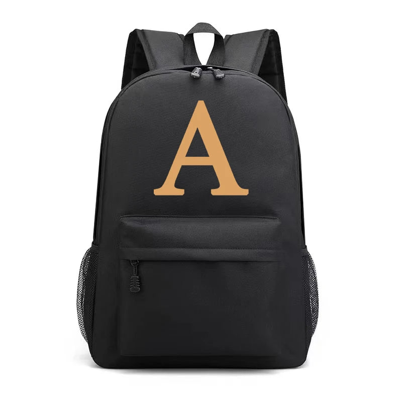 Brown Letter Girls Kid Nursery Child Pre School Rucksack School Bag Backpack