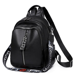 Women Zipper Ladies Backpack PU Leather School Bags Crossbody Shoulder