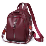 Women Zipper Ladies Backpack PU Leather School Bags Crossbody Shoulder