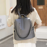 Women Zipper Ladies Backpack PU Leather School Bags Crossbody Shoulder