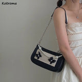 Butter-fly Underarm Shoulder Bags French Retro Pearls Party Sweet Girls