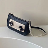 Butter-fly Underarm Shoulder Bags French Retro Pearls Party Sweet Girls