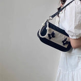 Butter-fly Underarm Shoulder Bags French Retro Pearls Party Sweet Girls