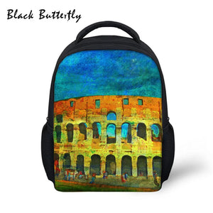 Butterfly Student Backpack Kids School Bags Colosseum Pattern