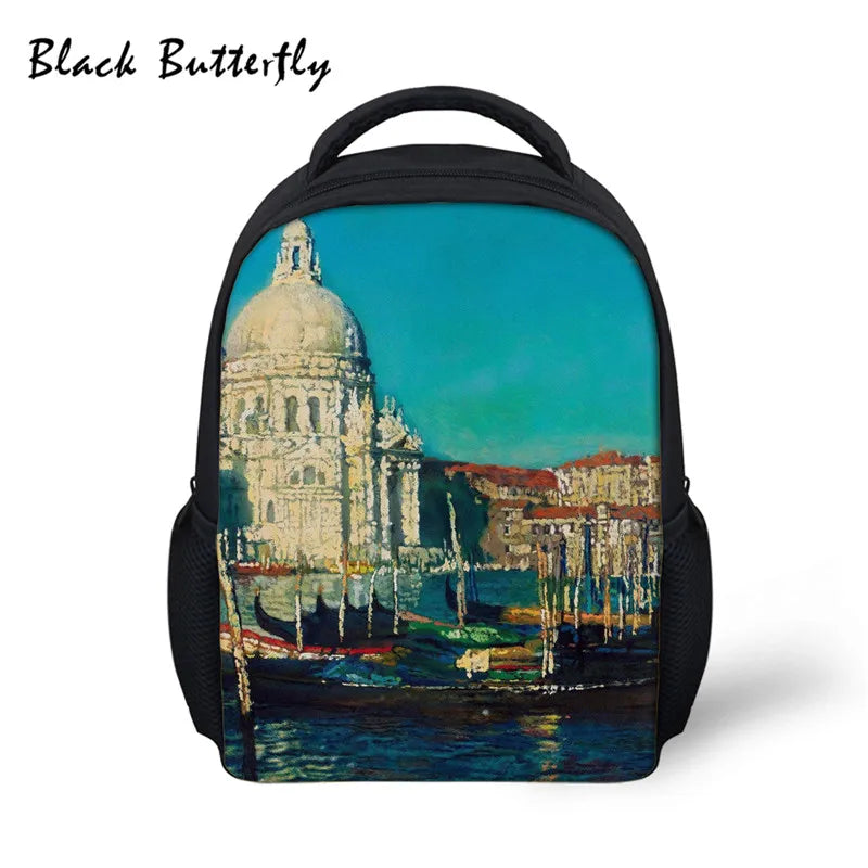 Butterfly Student- Bags Backpack Kids School Bags Ta Mahal Pattern