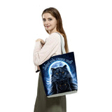 Cat Printed Handbags Female Tote Travel Women Shoulder Bag Casual Foldable