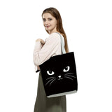 Cat Print Animal Art Painting Shopping Hand Bag Women Shoulder Bag