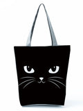 Cat Print Animal Art Painting Shopping Hand Bag Women Shoulder Bag