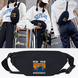 Cat Print Waist Bag Canvas Fanny Pack Shoulder Crossbody Travel Bum Bag