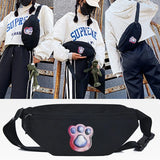 Cat Print Waist Bags Chain Fanny Pack Waist Belt Bag Unisex