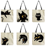Cat Printed Women Shoulder Bag Animal Eco Friendly Shopping Handbags