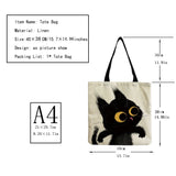 Cat Printed Women Shoulder Bag Animal Eco Friendly Shopping Handbags