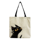 Cat Printed Women Shoulder Bag Animal Eco Friendly Shopping Handbags