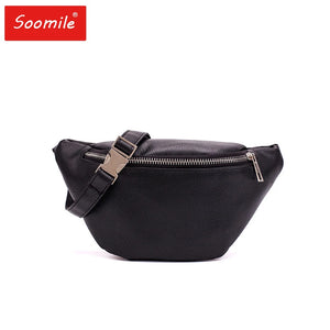 Antitheft Lychee Leather Waist Bag Fanny Pack Women Walking Shopping