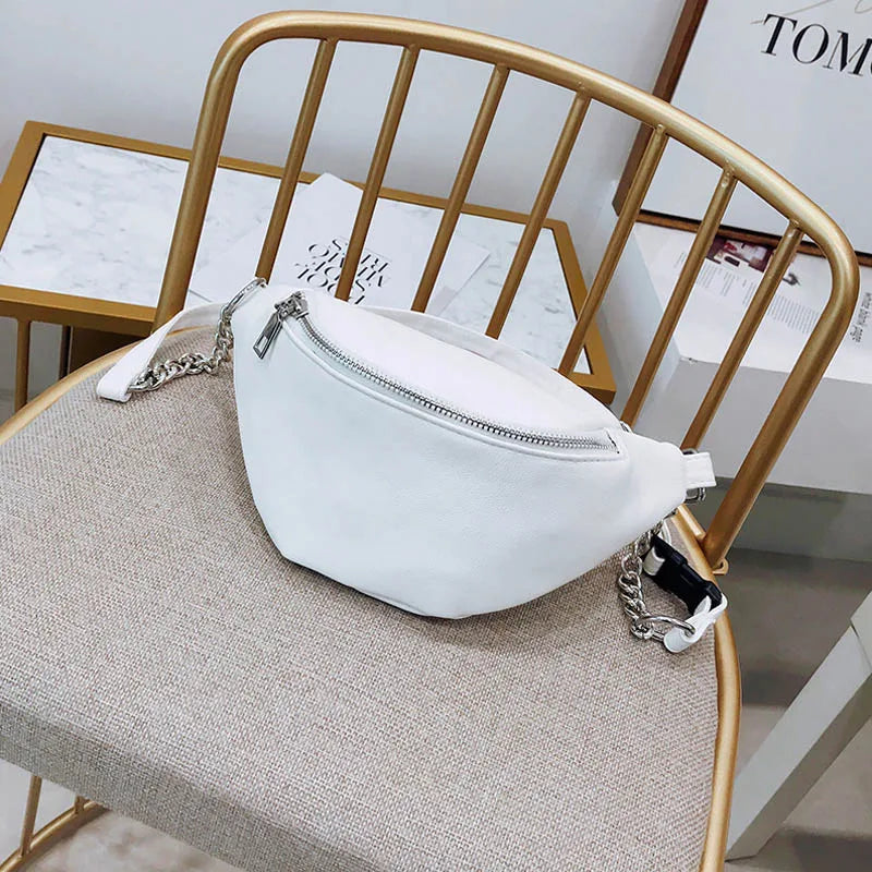 Antitheft Lychee Leather Waist Bag Fanny Pack Women Walking Shopping