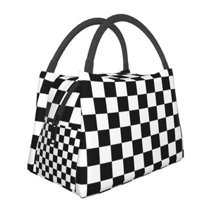 Checker Lunch Bag and Box Set, Water-resistant Tote Food Bags
