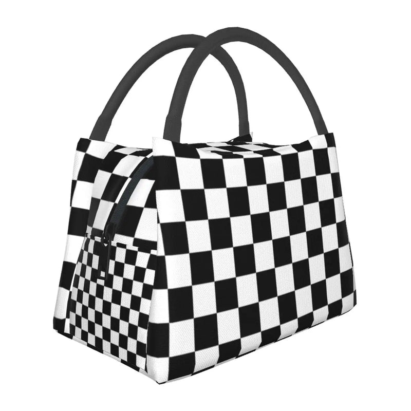 Checker Lunch Bag and Box Set, Water-resistant Tote Food Bags