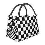 Checker Lunch Bag and Box Set, Water-resistant Tote Food Bags