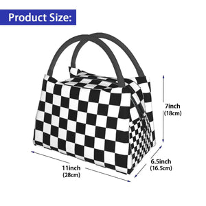 Checker Lunch Bag and Box Set, Water-resistant Tote Food Bags