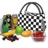 Checker Lunch Bag and Box Set, Water-resistant Tote Food Bags