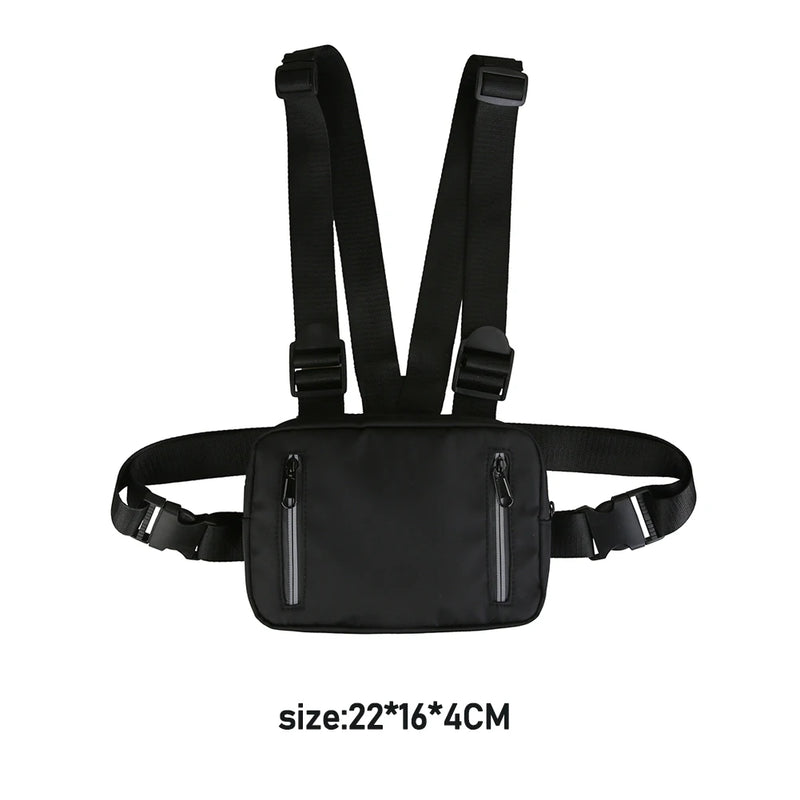 Streetwear Chest Bag Unisex Casual Vest Nylon Waist Pack 22x16x4cm