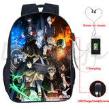 Clover Backpack Students Asuta Anime Bookbag Boys Waterproof USB Charging School