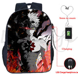 Clover Backpack Students Asuta Anime Bookbag Boys Waterproof USB Charging School