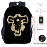 Clover Backpack Students Asuta Anime Bookbag Boys Waterproof USB Charging School