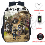 Clover Backpack Students Asuta Anime Bookbag Boys Waterproof USB Charging School