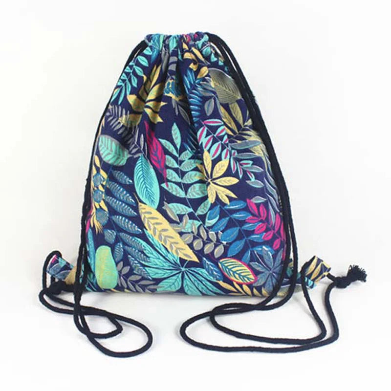 Coconut Tree Drawstring Backpack Women Backpacks Bag Canvas Sport Gym Sack Bags