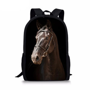 Crazy Horse School Bag for Teenager Boys Girls 3D Print Animal Schoolbags