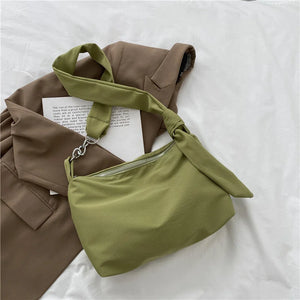 Nylon Crossbody Bag with Chain Strap for Women