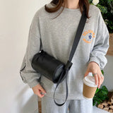 Barrel-shaped Crossbody Bag PU Retro Adjustable Daily High Street Hip-hop Style