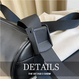 Barrel-shaped Crossbody Bag PU Retro Adjustable Daily High Street Hip-hop Style