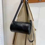 Barrel-shaped Crossbody Bag PU Retro Adjustable Daily High Street Hip-hop Style