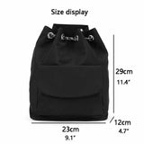 Women's Drawstring Chain Bucket Bag Nylon Backpack