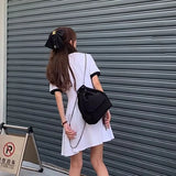Women's Drawstring Chain Bucket Backpack Casual Travel Bag