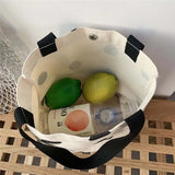 Dot Canvas Bag Women'S Bag For Shopping Small Cloth Pouch
