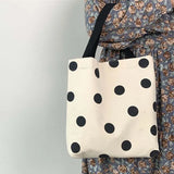 Dot Canvas Bag Women'S Bag For Shopping Small Cloth Pouch