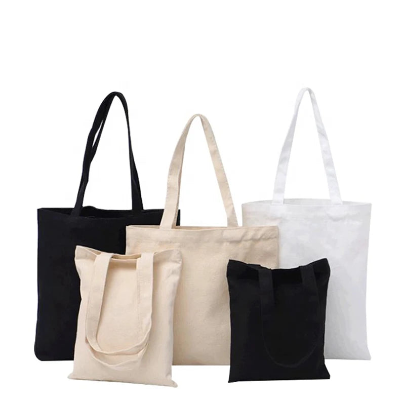 Reusable Cotton Canvas Tote Bag - Eco-Friendly Shopping Carryall