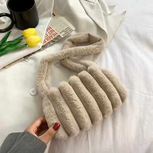 Japan Lady Faux Fur Shoulder Bag Winter Warm Furry Plush Crossbody Handbag